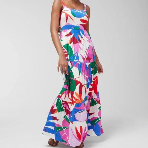 Soma | Dresses | Soma Soft Jersey Trapeze Maxi Dress With Built In Bra  Tropical Floral | Poshmark